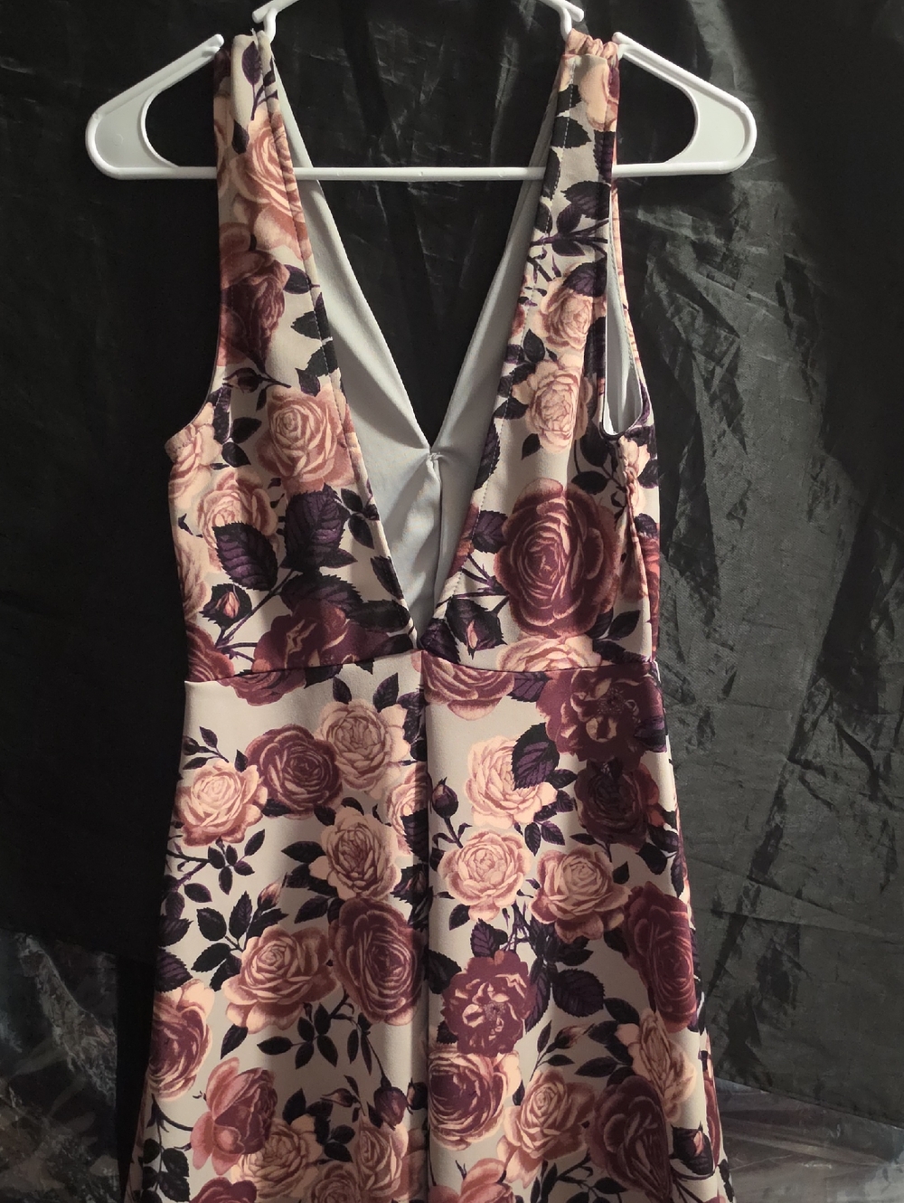 Medium Floral Dress with Blush and Plum Roses